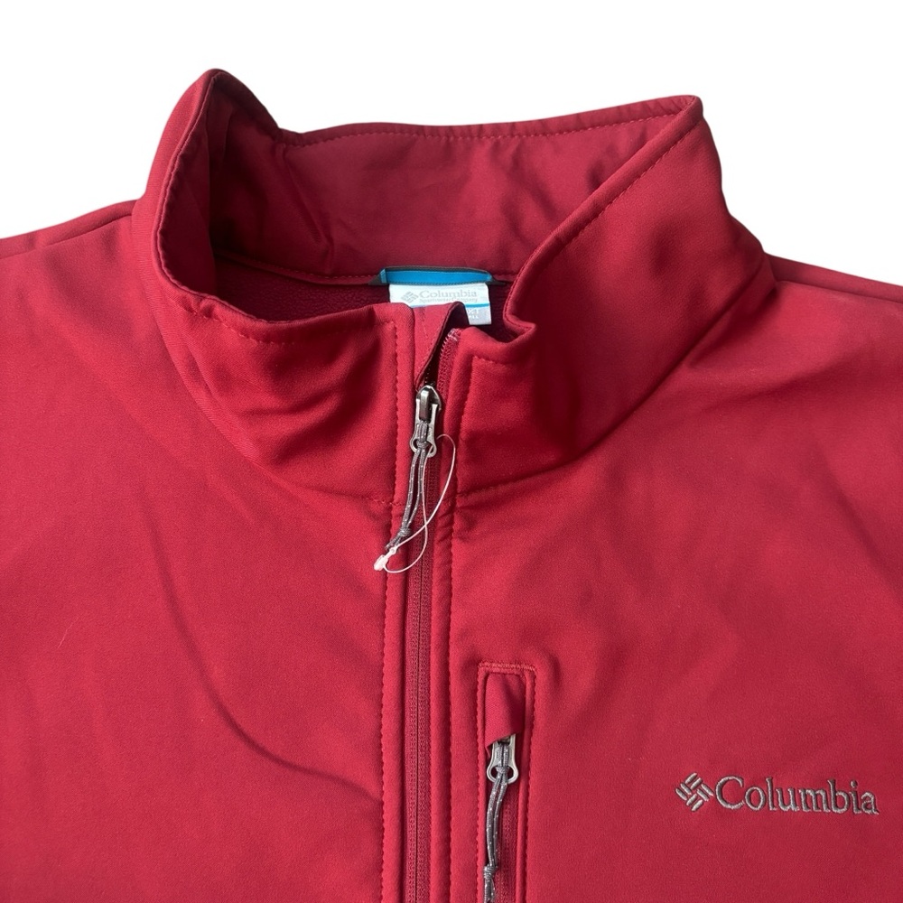 Columbia Men’s Crimson Red Softshell Zip Up Jacket 5XT - Picture 2 of 13